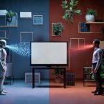 human-touch-vs-ai-efficiency-heart-robot-illustration