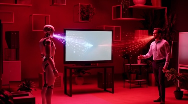 Symbolic illustration of human touch with heart vs AI efficiency robot explaining why AI video ads lack authenticity